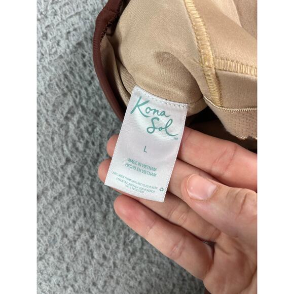 Kona Sol Swimsuit Women Large Brown Padded Accent One Piece Medium Coverage NWOT - Picture 5 of 11